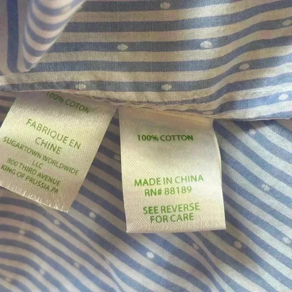 Lily Pulitzer Ginger Cotton Stretch Top flounce sleeve blue white Women's small - Picture 10 of 13